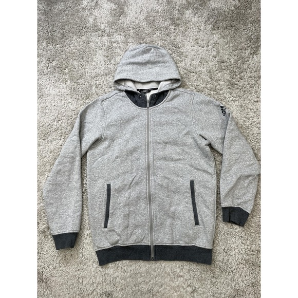 Adidas Basketball Hoodie Mens Medium Gray Full Zip Fleece Sweatshirt AY7831 - Picture 1 of 12